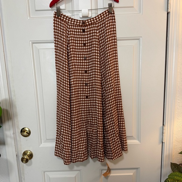 NWOT Reformation Hermosa Midi Skirt in Brown Gingham Size 6 $158 - Picture 2 of 10